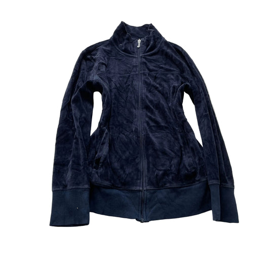 Vintage Juicy Couture Women's Navy Velour Zip-Up Track Jacket Pockets Y2k Size L