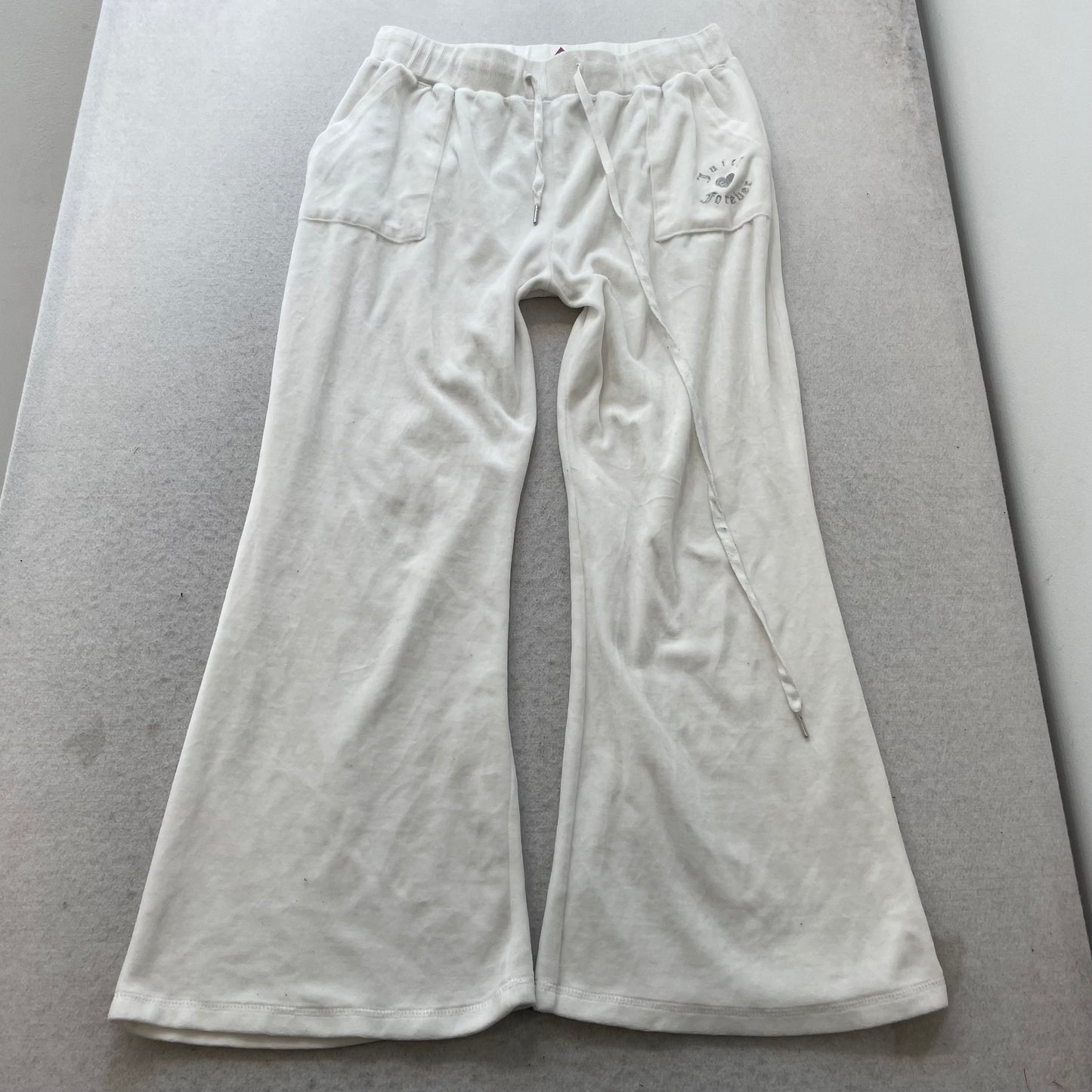 Juicy Couture Forever 21 Women's White Velour Flared Track Pant Pockets Size 1X