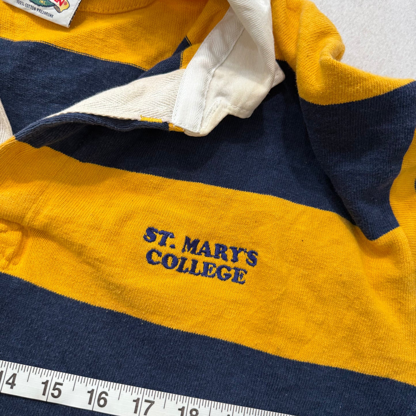 Barbarian Rugby Wear St. Mary’s College Navy & Yellow Striped Rugby Shirt Size XXL