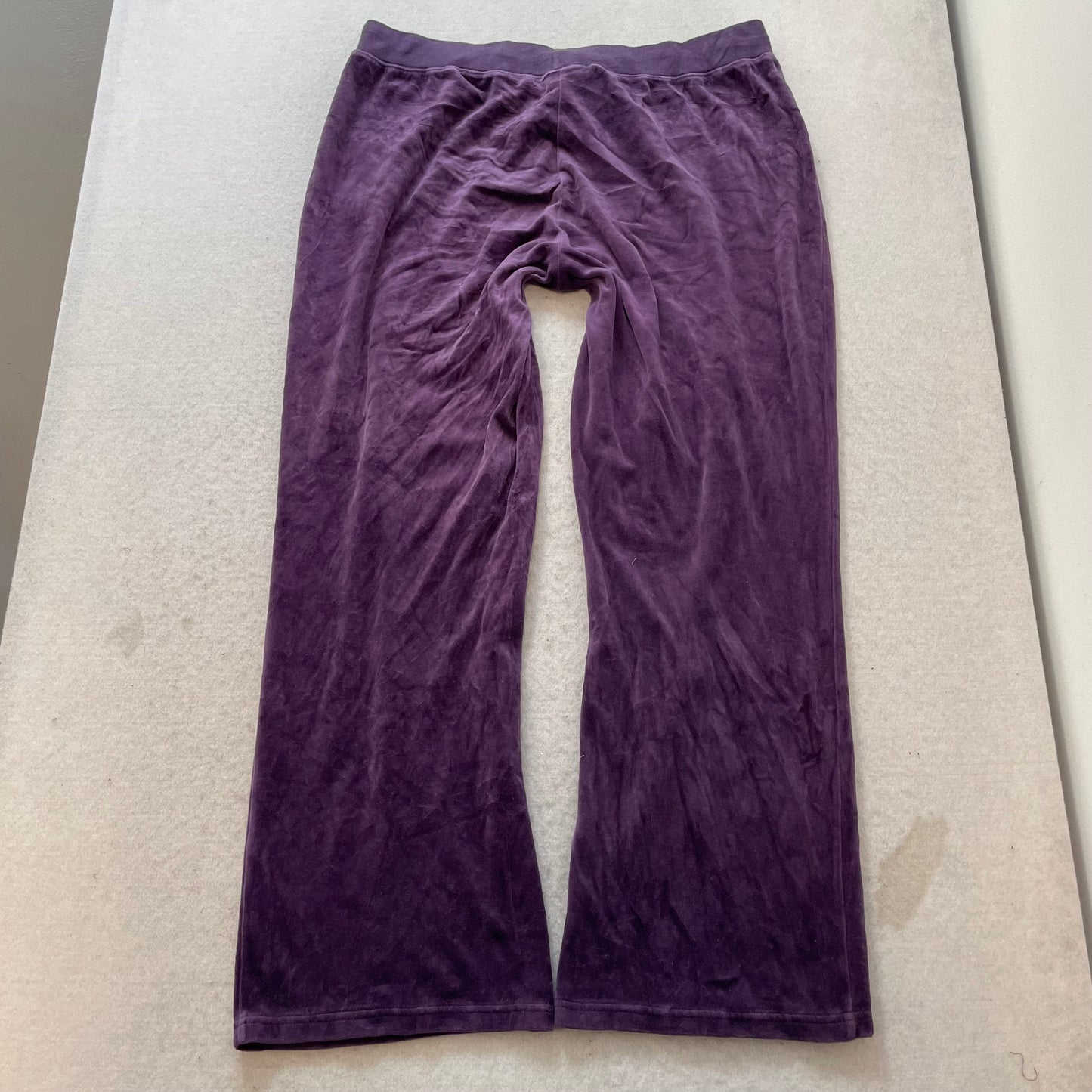 Juicy Couture Women's Deep Purple Velour Flared Leg Track Pant Drawstring Size L
