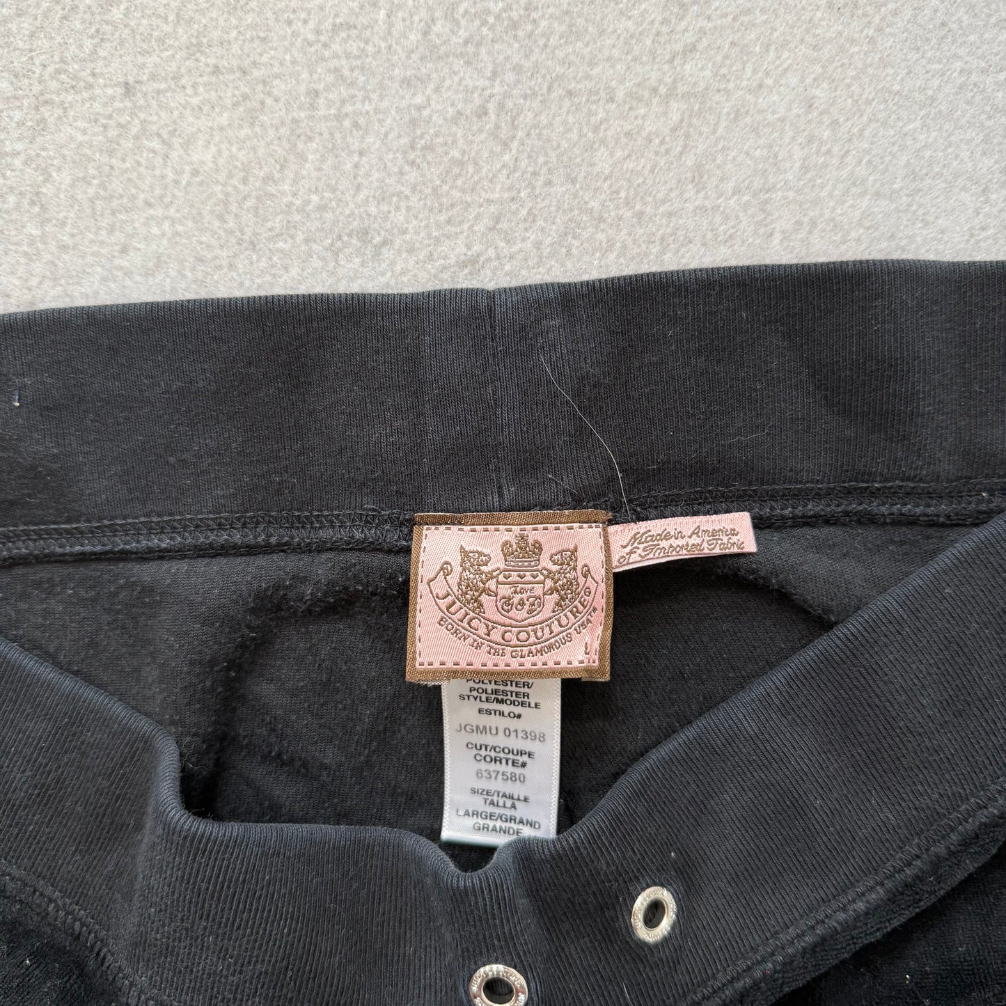 Vintage Juicy Couture Women's Black Velour Flared Track Pants Crown Logo Size L