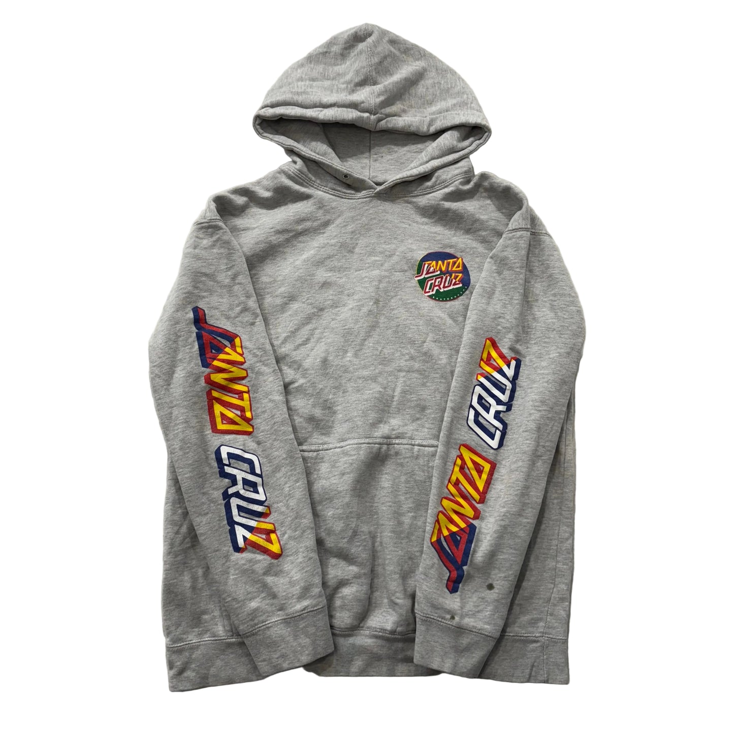 Santa Cruz Skateboards Men's Grey Hoodie Pull-Over Colorful Logo Graphic Size L
