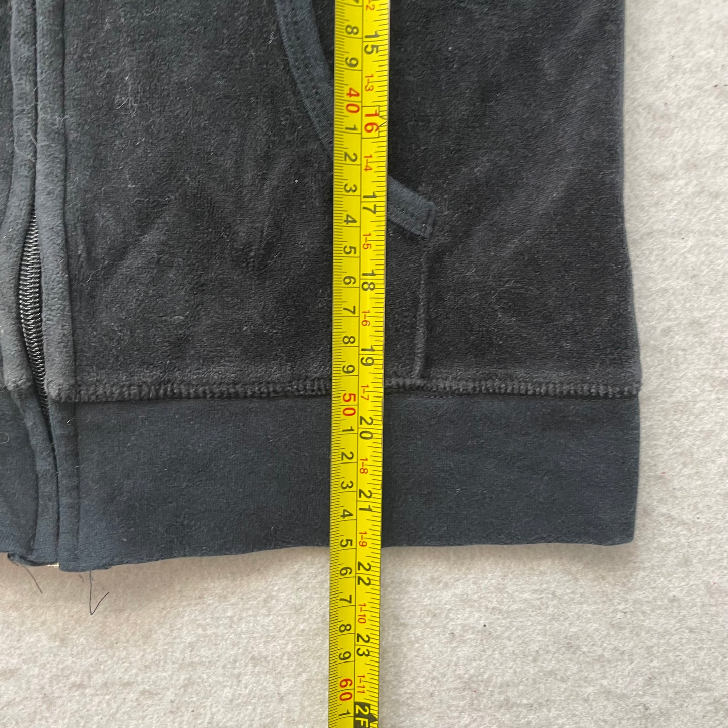 Juicy Couture Women's Charcoal Velour Full Zip Hoodie Pockets Loungewear Size M