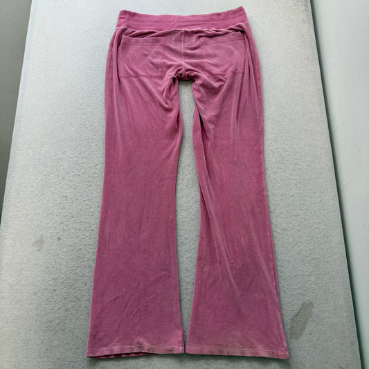 Victoria's Secret PINK Womens Pink Velour Flared Track Pants Rhinestone Size M