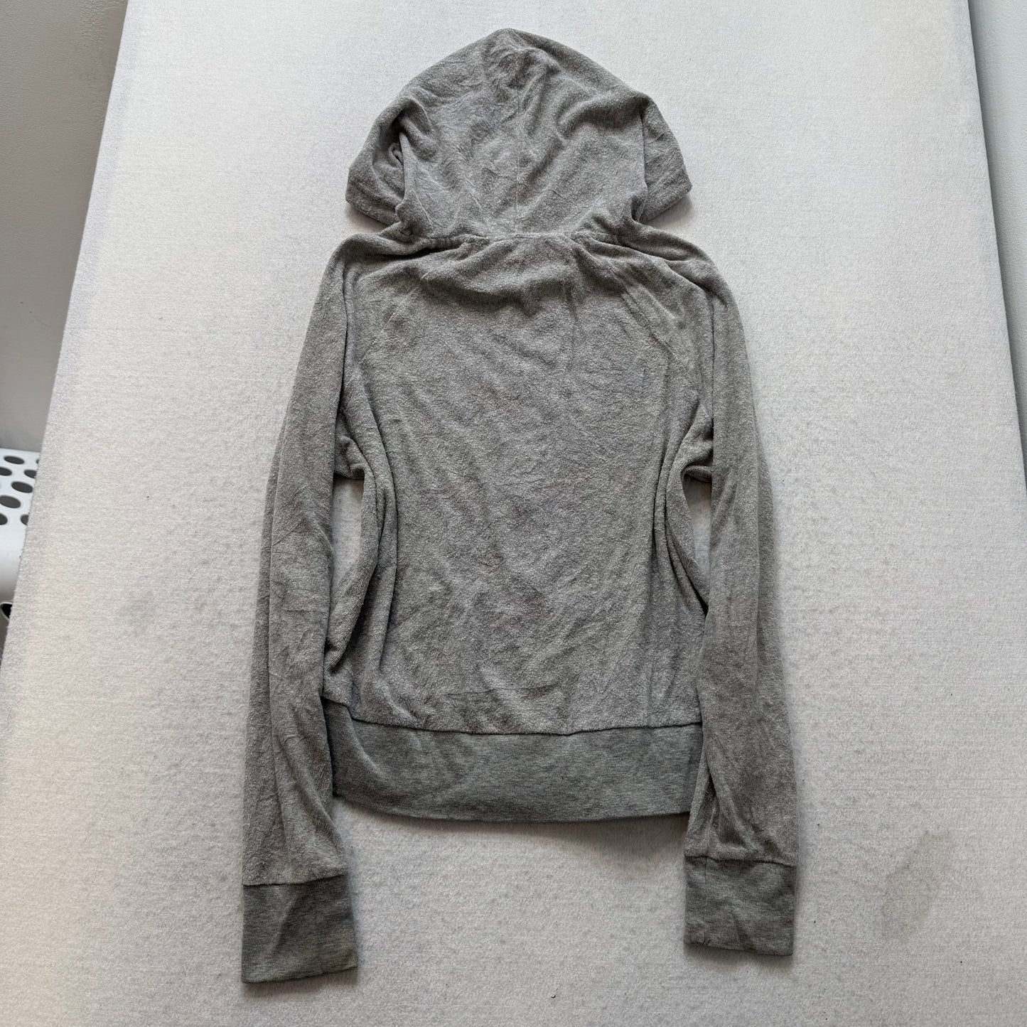 Bebe Sport Women's Gray Terry Cloth Full Zip Hoodie Casual Wear Pockets Size M