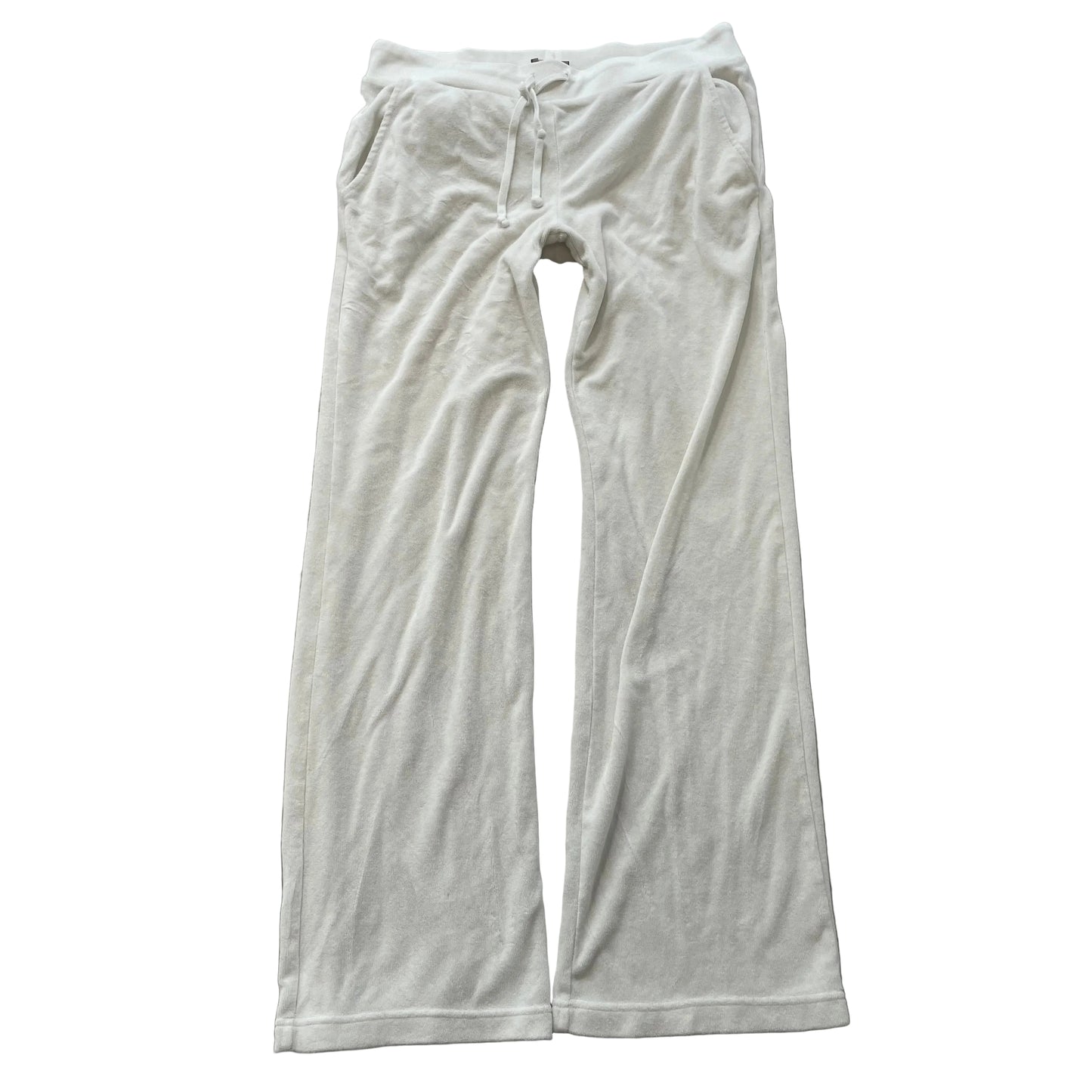 Vintage Juicy Couture Women's White Terry Cloth Flared Track Pant Drawstring - S