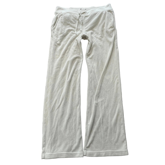 Vintage Juicy Couture Women's White Terry Cloth Flared Track Pant Drawstring - S