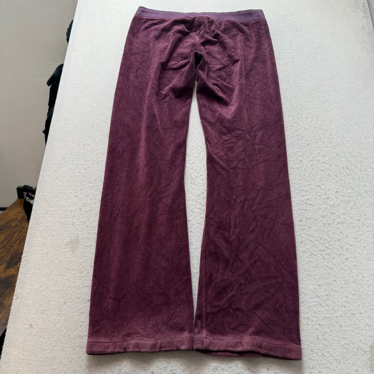 Juicy Couture Women's Plum Velour Flared Track Pants Drawstring Y2K Logo Size XL