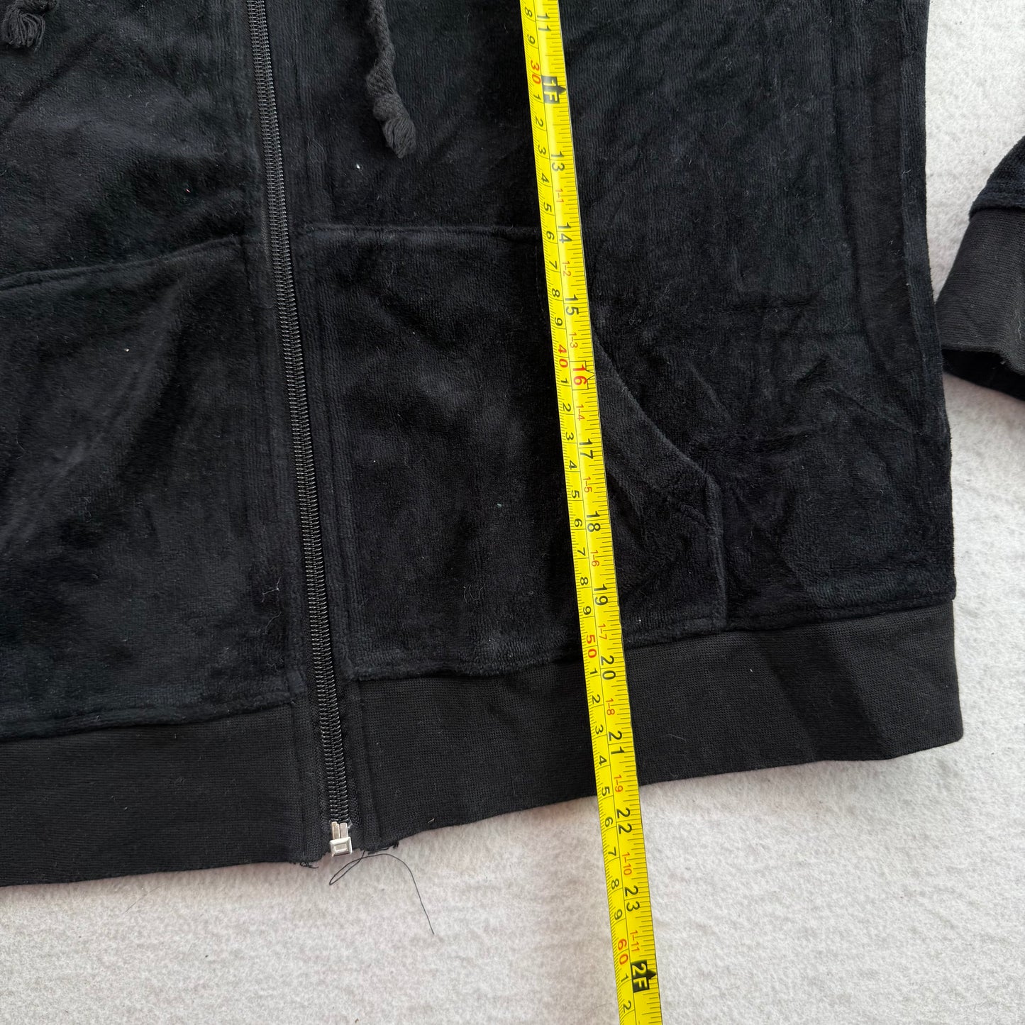Juicy Couture Women Black Velour Tracksuit Set Zip-Up Hoodie & Flare Pant Size M