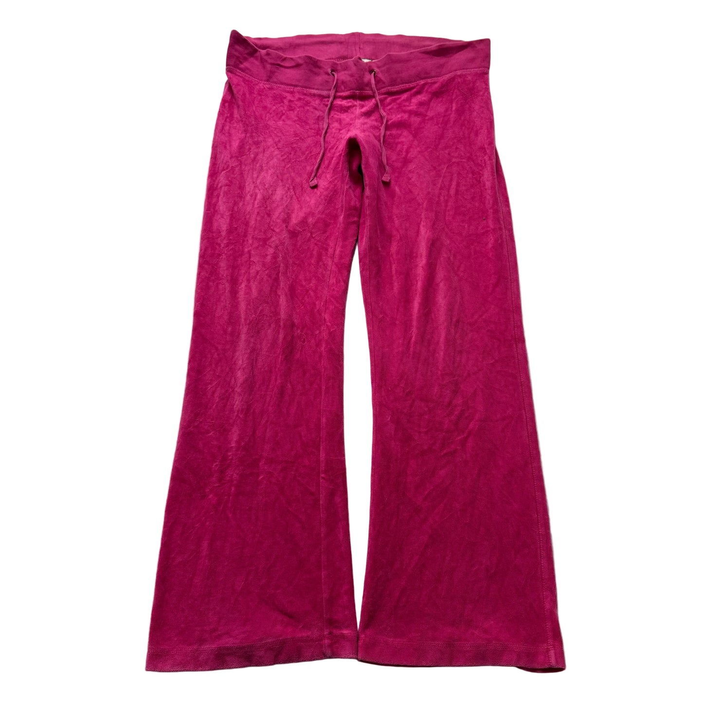 Juicy Couture Women's Hot Pink Velour Flare Leg Track Pant Drawstring Y2K Size M