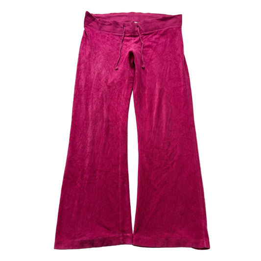 Juicy Couture Women's Hot Pink Velour Flare Leg Track Pant Drawstring Y2K Size M