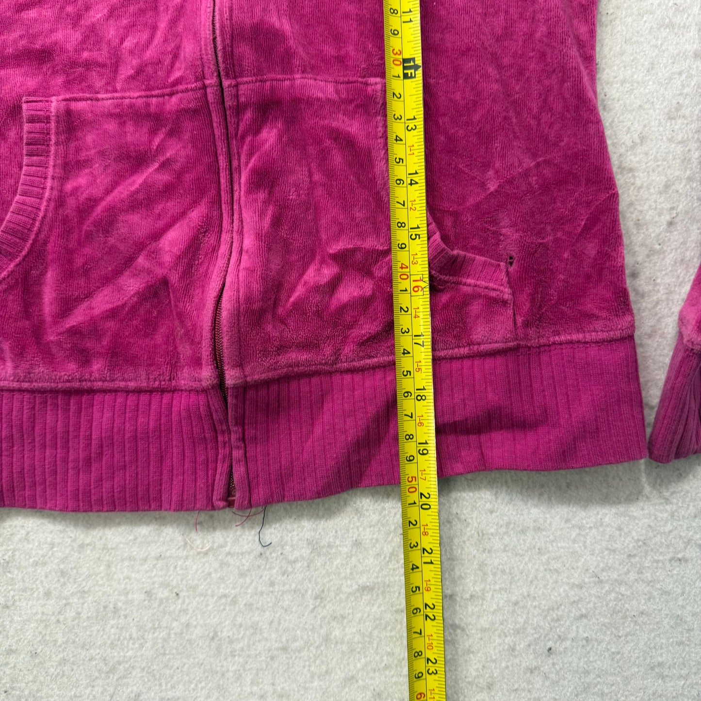 Vintage Juicy Couture Women's Hot Pink Velour Full Zip Hoodie Loungewear Size S