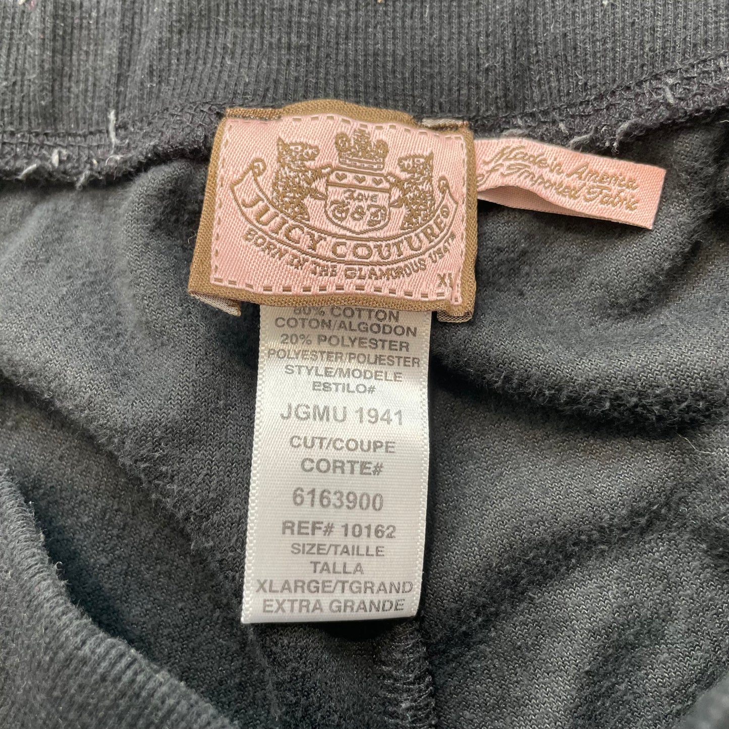 Juicy Couture Women Charcoal Velour Flared Track Pant Drawstring Pockets Size XL