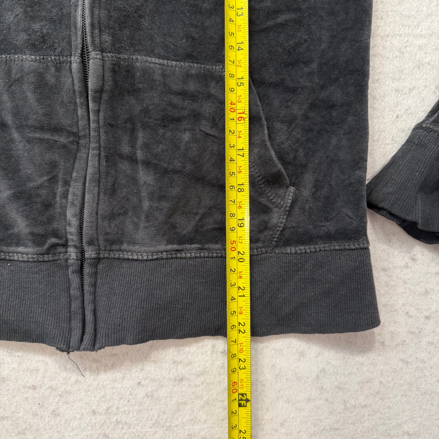 Vtg Juicy Couture Women's Black Velour Tracksuit Set Hoodie & Flared Pant Size L