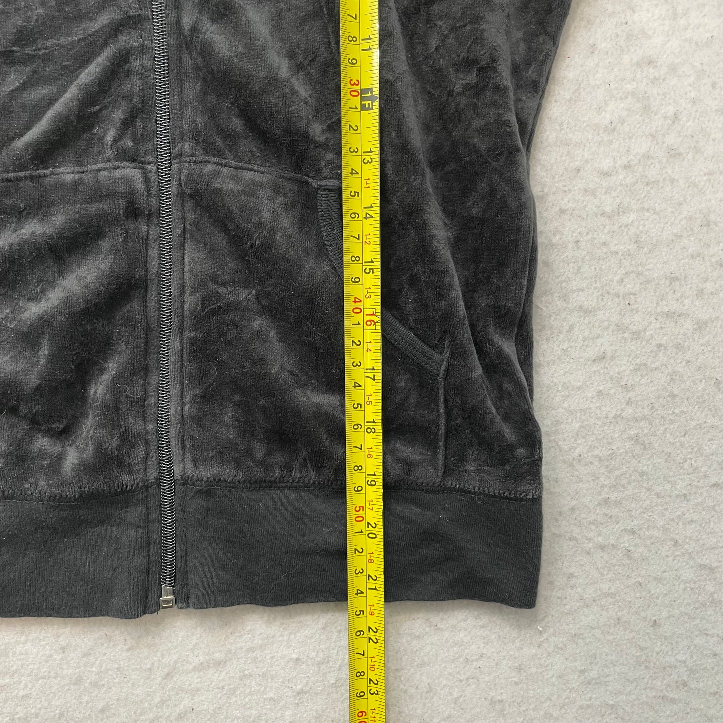 Vintage Juicy Couture Women's Black Velour Zip-Up Hoodie Scottie Dog Logo Size S