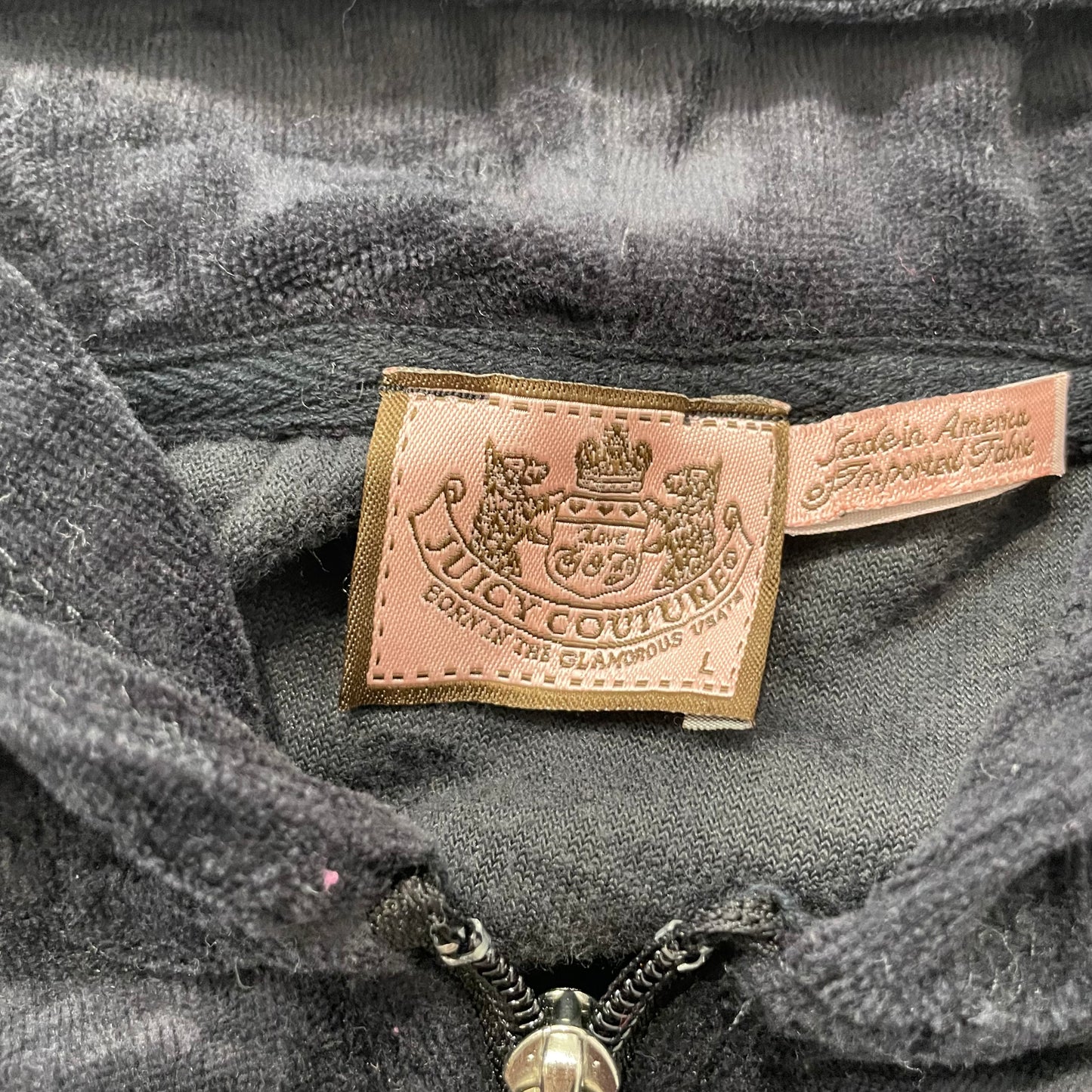 Vintage Juicy Couture Scottie Dog Women's Charcoal Gray Velour Hoodie Y2k Size L
