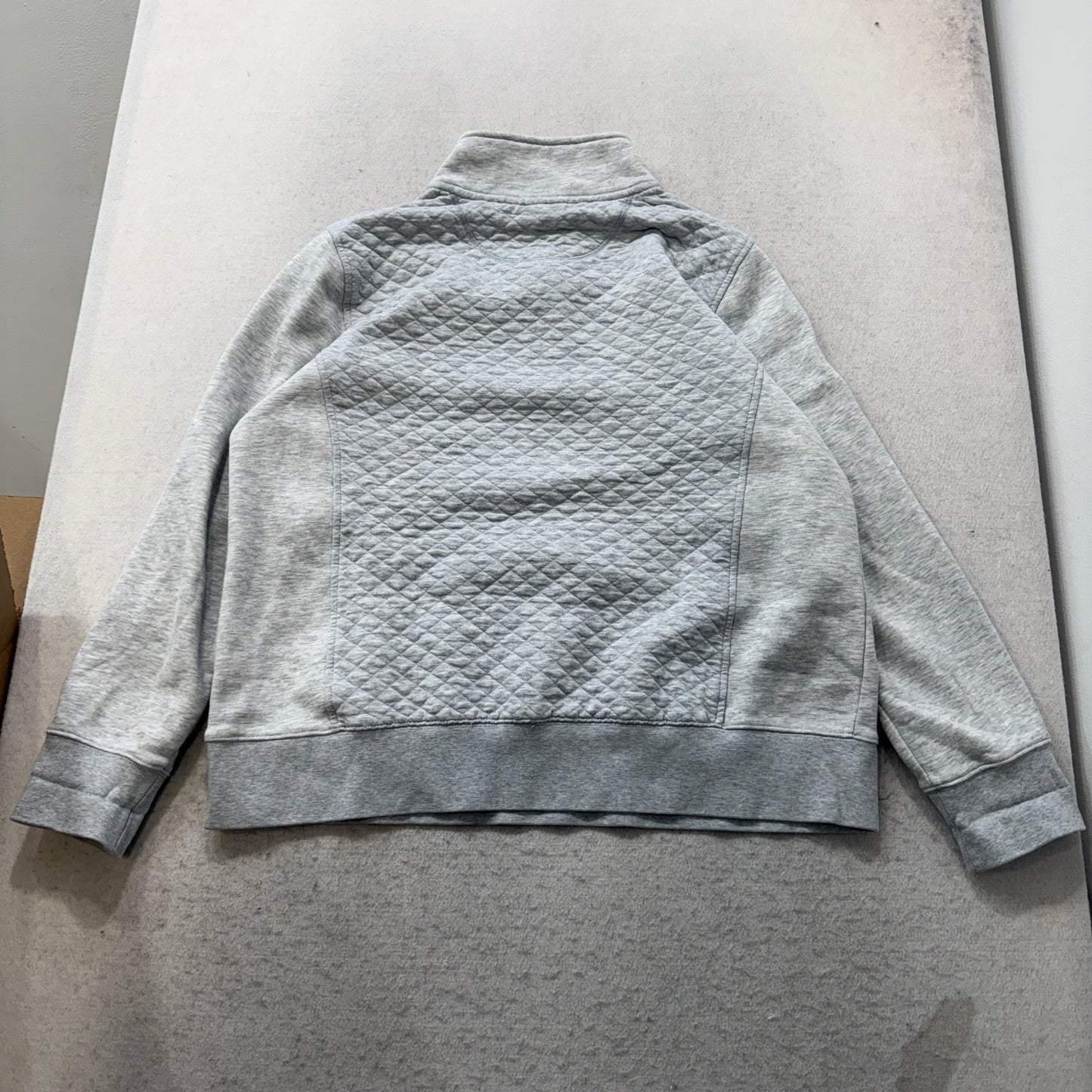 L.L.Bean Women's Grey Quilted Quarter Zip Pullover Sweatshirt Pockets Size XL