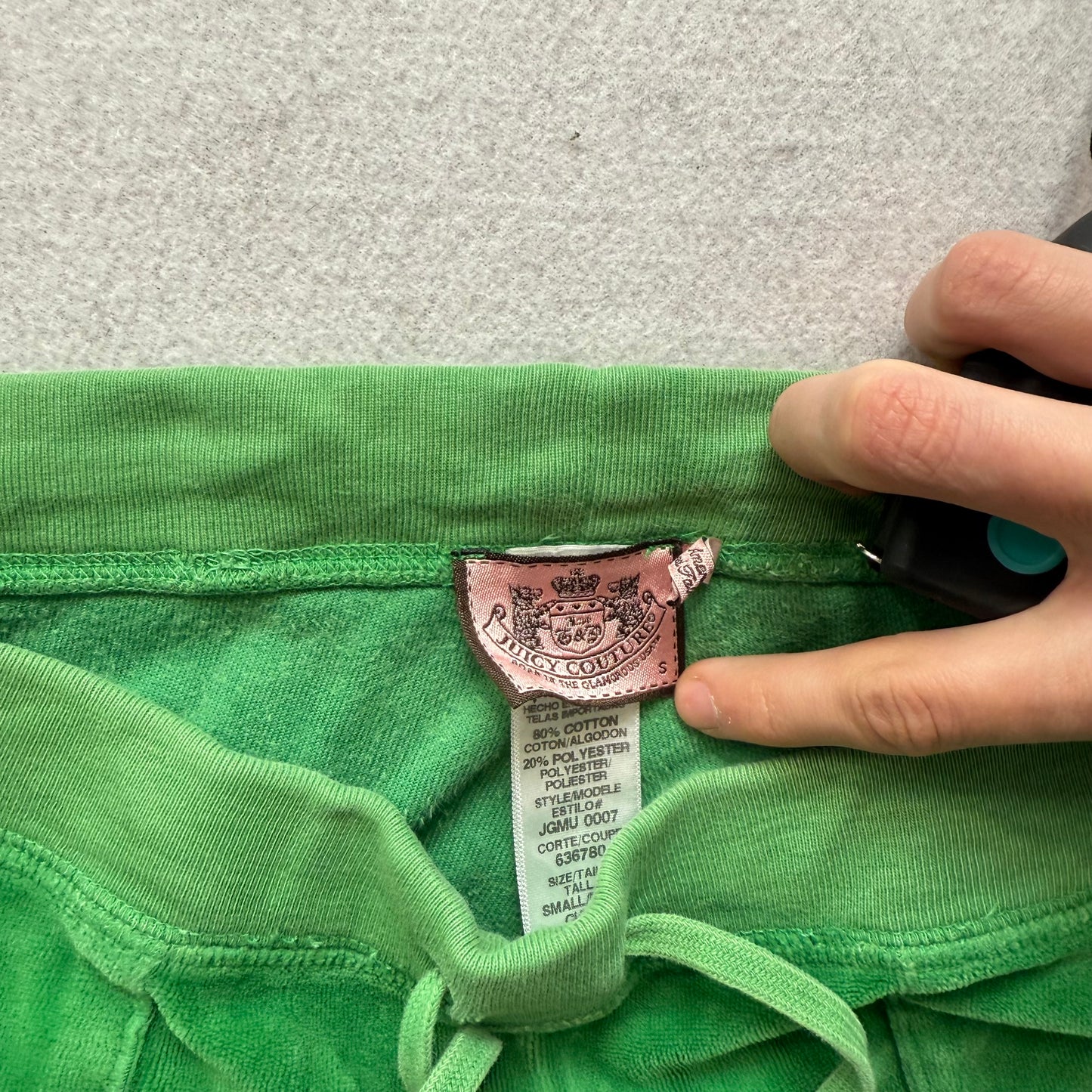 RARE Vintage Juicy Couture Women's Green Velour Flared Track Pant Pockets Size S
