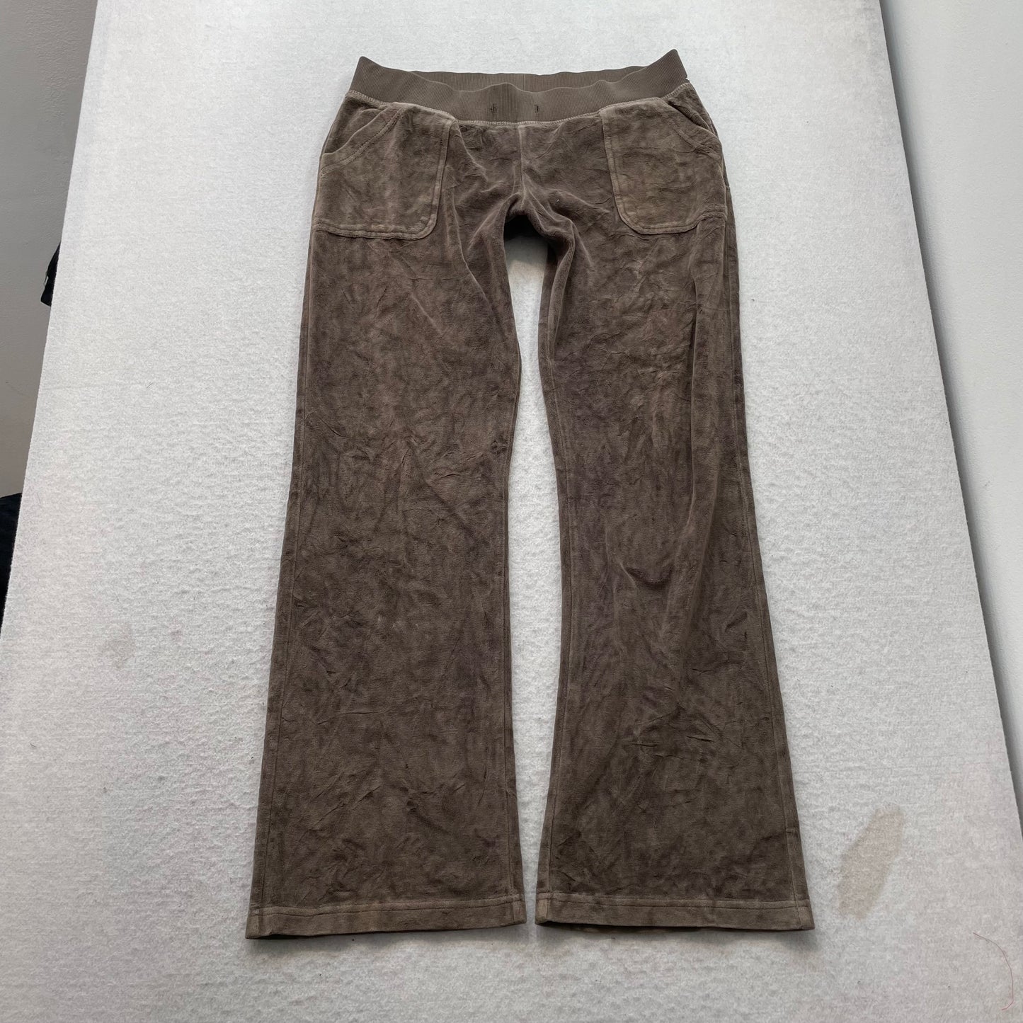 Juicy Couture Women's Brown Velour Flared Track Pant Pockets Loungewear Size M