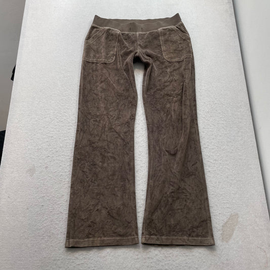 Juicy Couture Women's Brown Velour Flared Track Pant Pockets Loungewear Size M