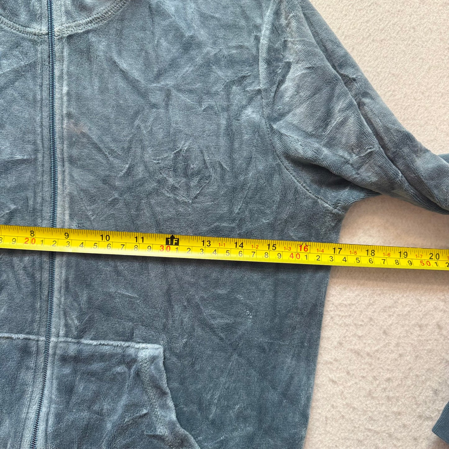 Juicy Couture Chandelier Women's Slate Blue Velour Zip-Up Track Jacket Size M
