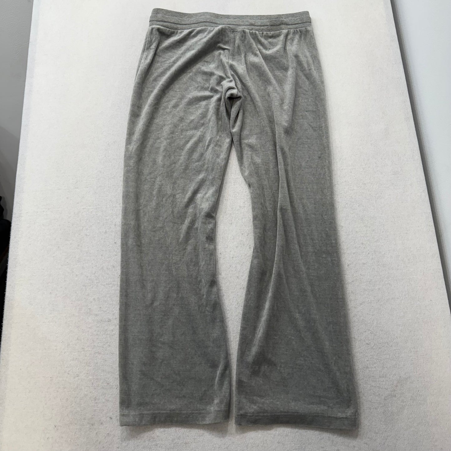 Vintage Juicy Couture Women's Heather Gray Velour Flared Track Pants Y2K Size L