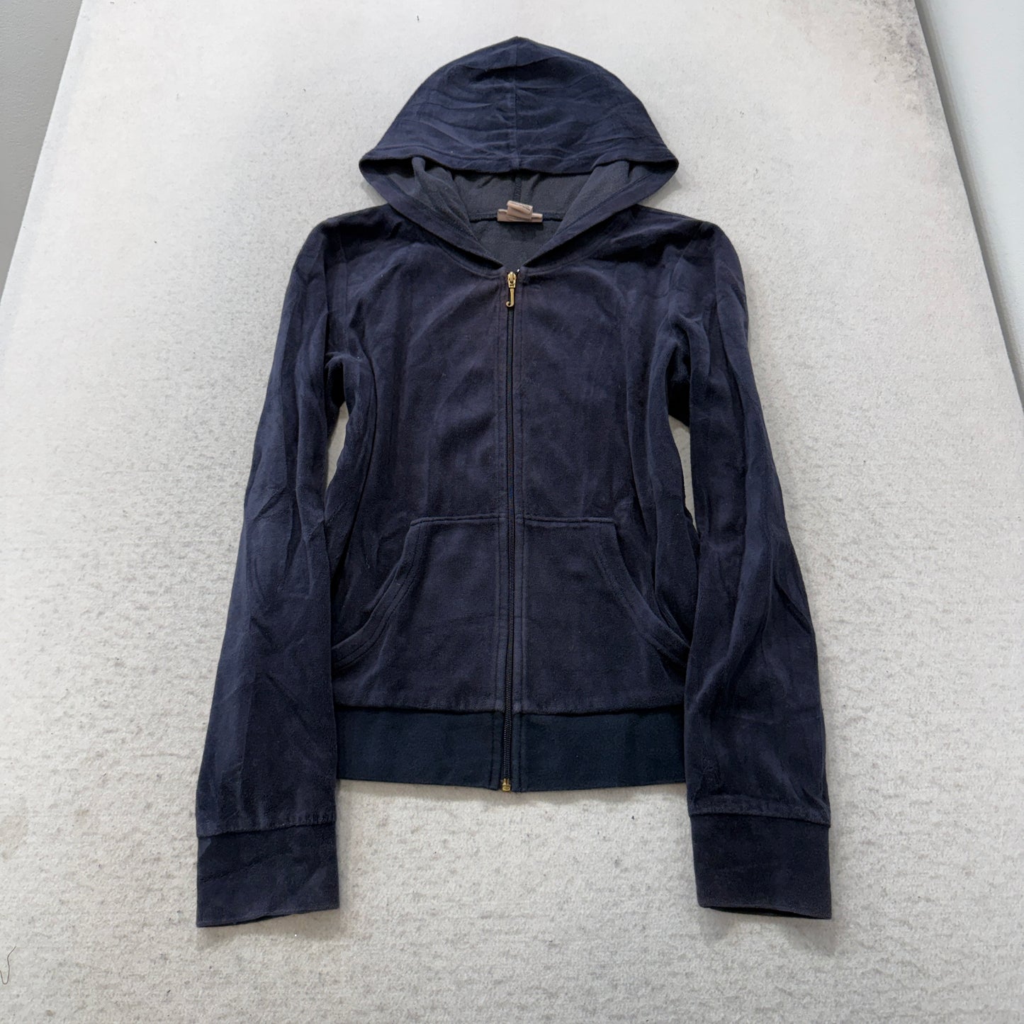 Juicy Couture Women's Navy Blue Velour Tracksuit Set Hoodie & Pants Y2K Size M