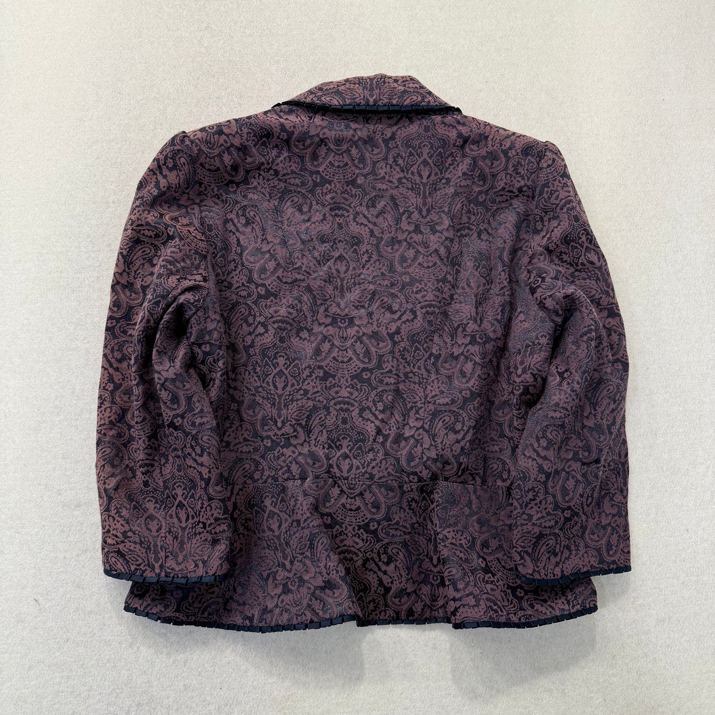 GNW Purple & Black Paisley Brocade Button-Front Blazer Jacket Size M