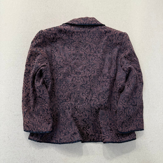 GNW Purple & Black Paisley Brocade Button-Front Blazer Jacket Size M