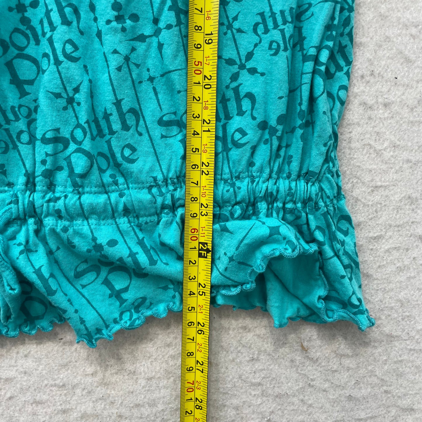 Southpole Women's Teal Beaded Neck All Over Print Tank Top Cinch Y2K Size XL