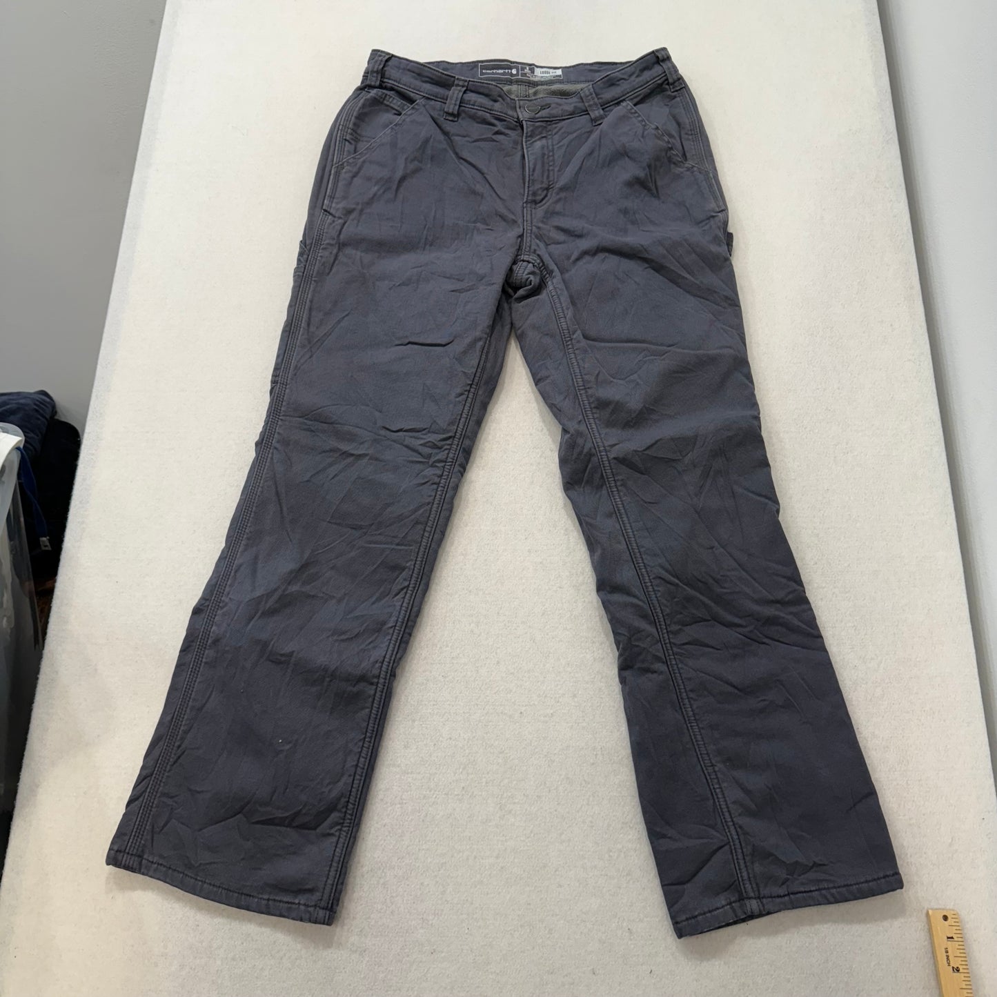 Carhartt Dark Gray Loose Fit Cargo Work Pants Utility Pockets Size 8 Short