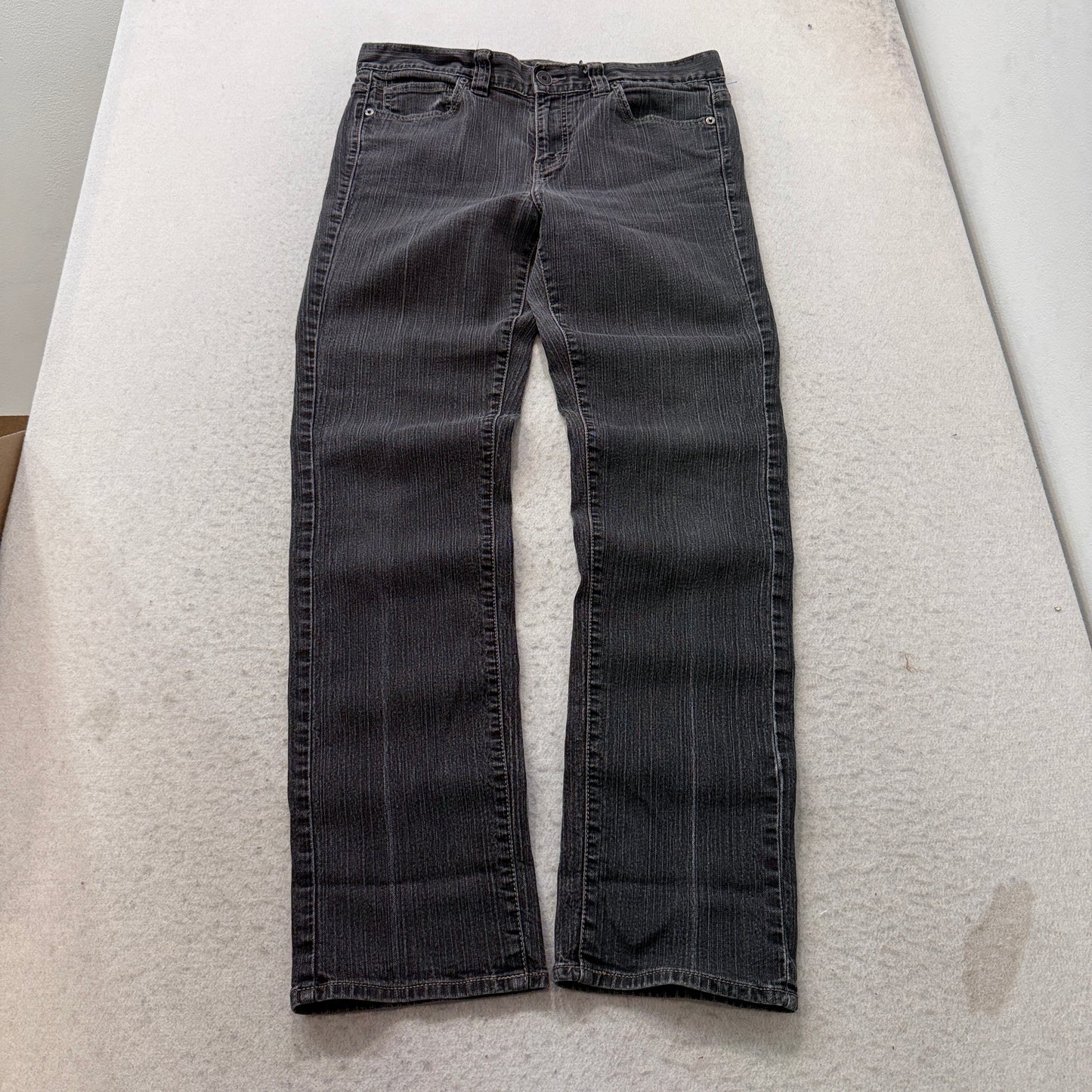 Calvin Klein Women's Black Straight Leg Denim Jeans Zip-Fly Pockets Size 31/12