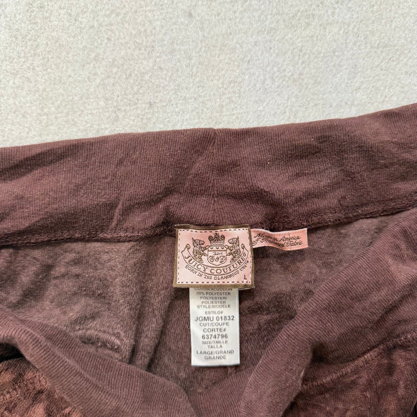 Vintage Juicy Couture Women's Brown Velour Flared Track Pant Flap Pockets Size L
