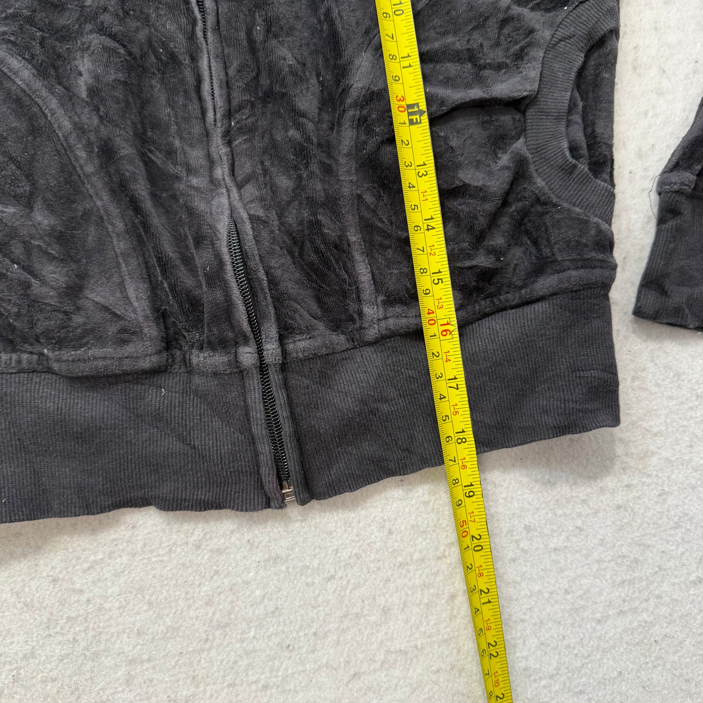 Bebe Women's Black Velour Full Zip Cropped Track Jacket Rhinestones Logo Size M