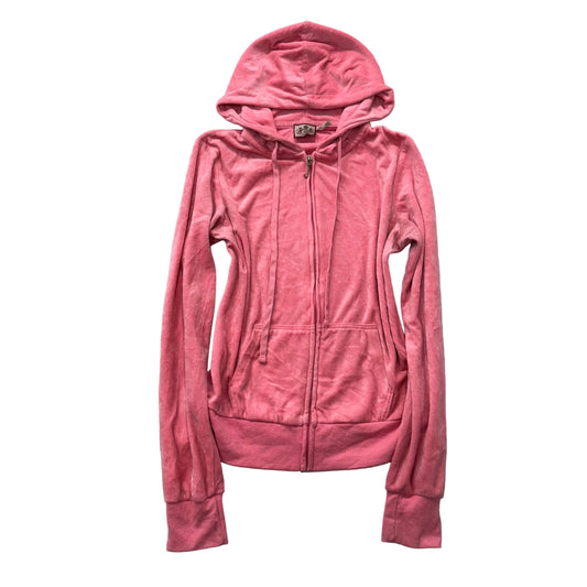 Juicy Couture Women's Natural Candy Pink Velour Zip Up Hoodie Preppy Y2K Size M