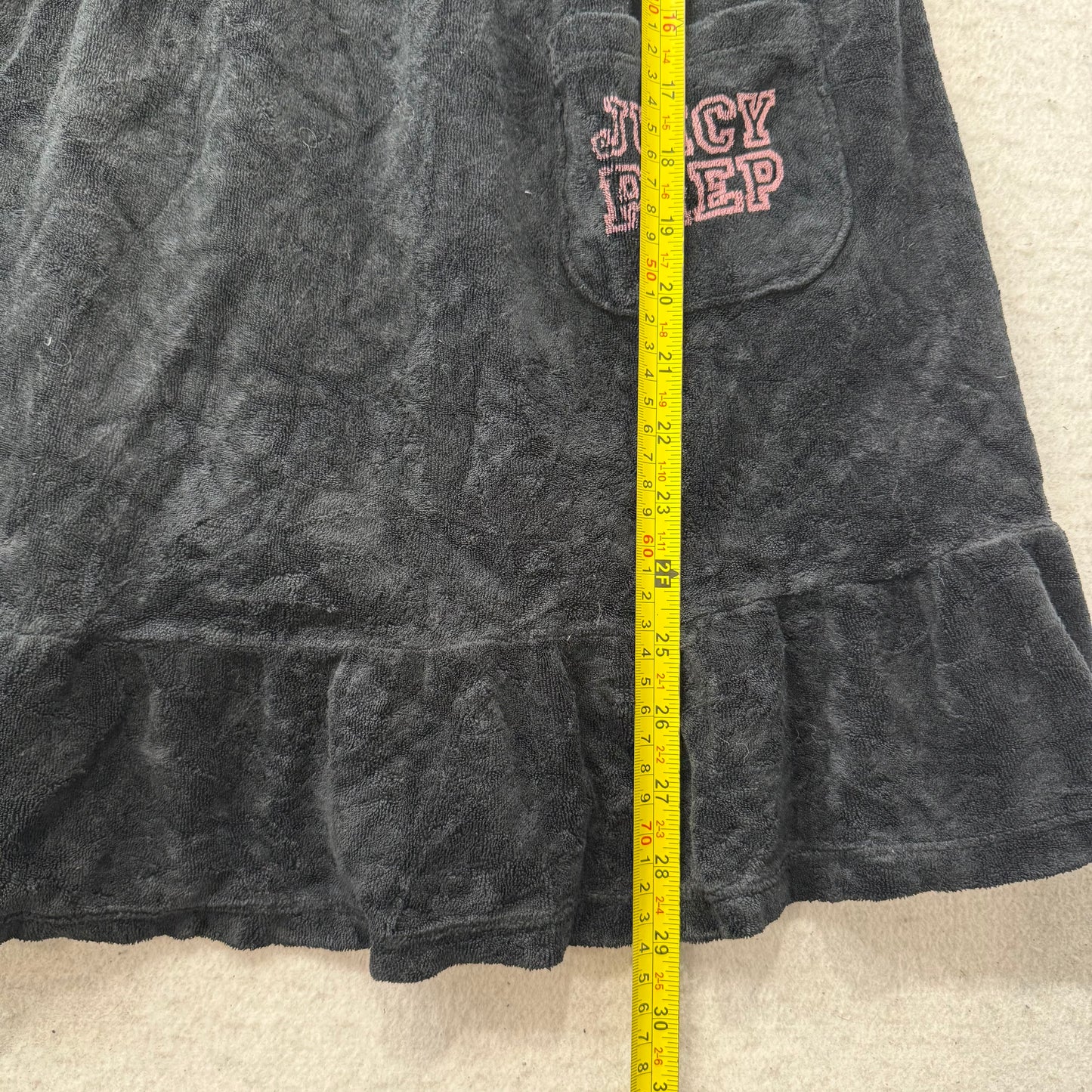 RARE Juicy Couture Juicy Prep Women Black Terry Cloth Smocked Tube Dress Size XL