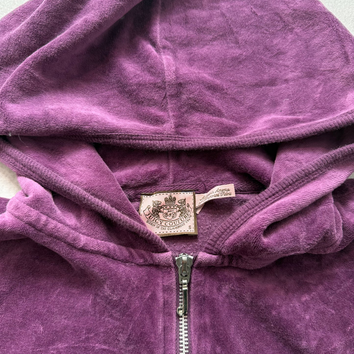 Vintage Juicy Couture Scottie Dogs Women's Deep Plum Velour Zip-Up Hoodie Size S