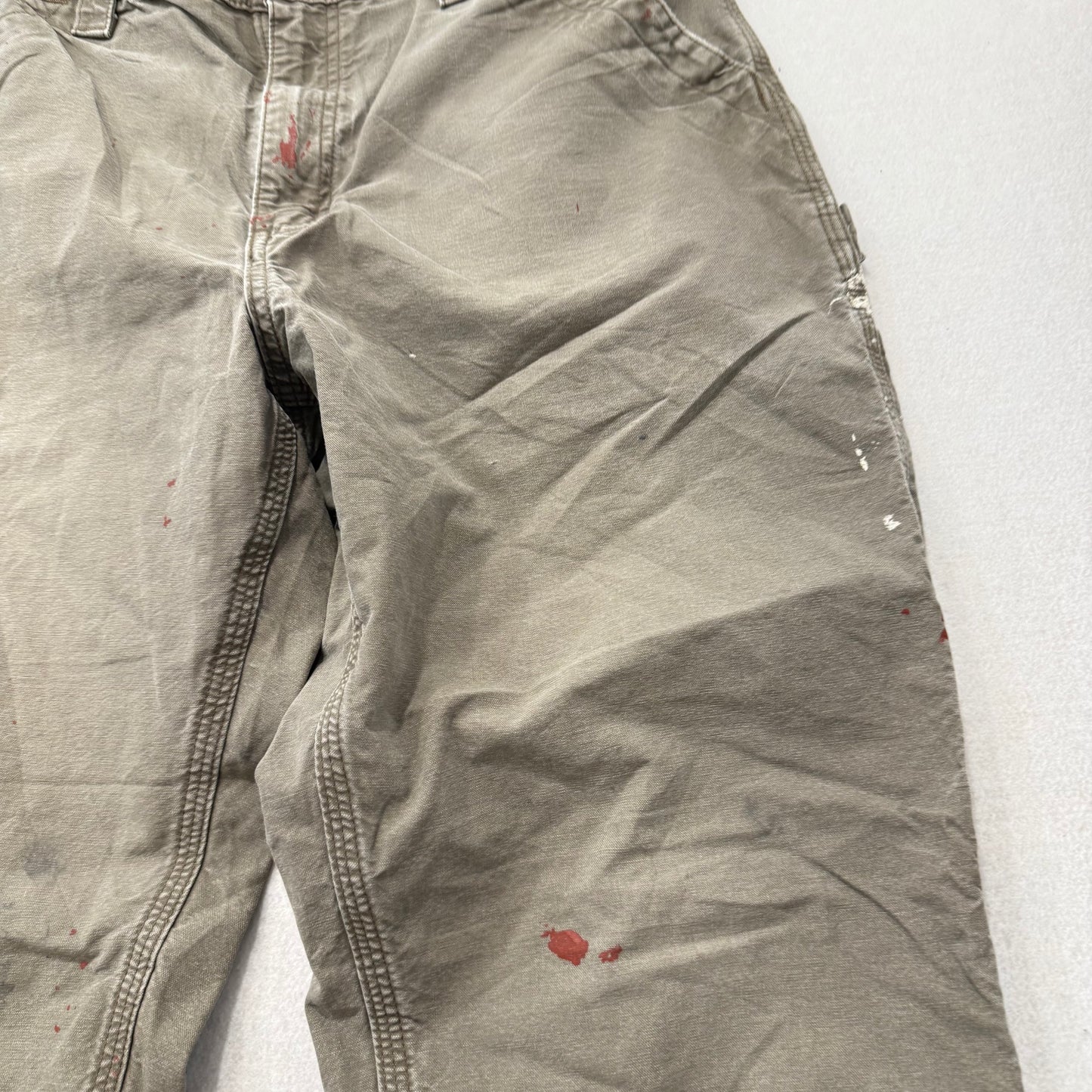 Carhartt Men's Tan Cotton Straight Leg Carpenter Pants Tool Pockets Waist 34