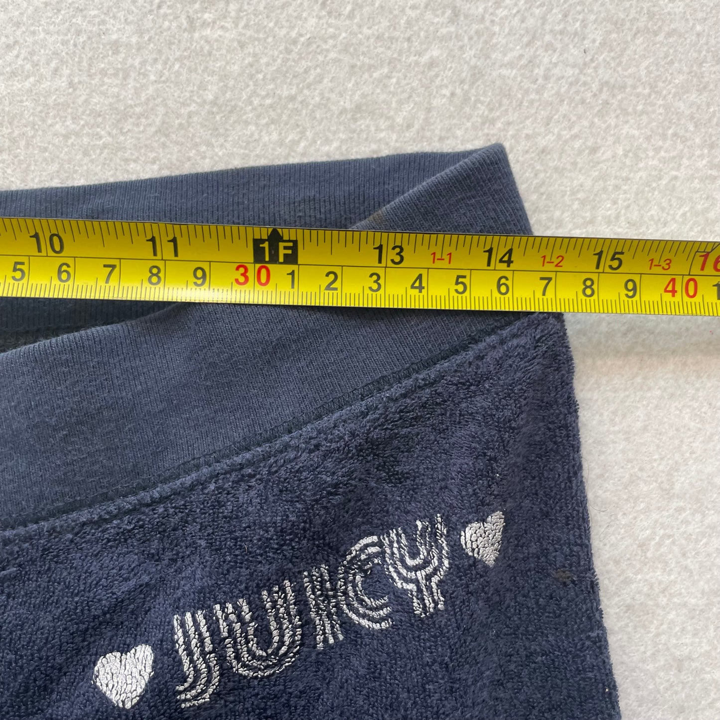 Vintage Juicy Couture Women's Navy Terry Cloth Wide Leg Capri Pant Logo Size S