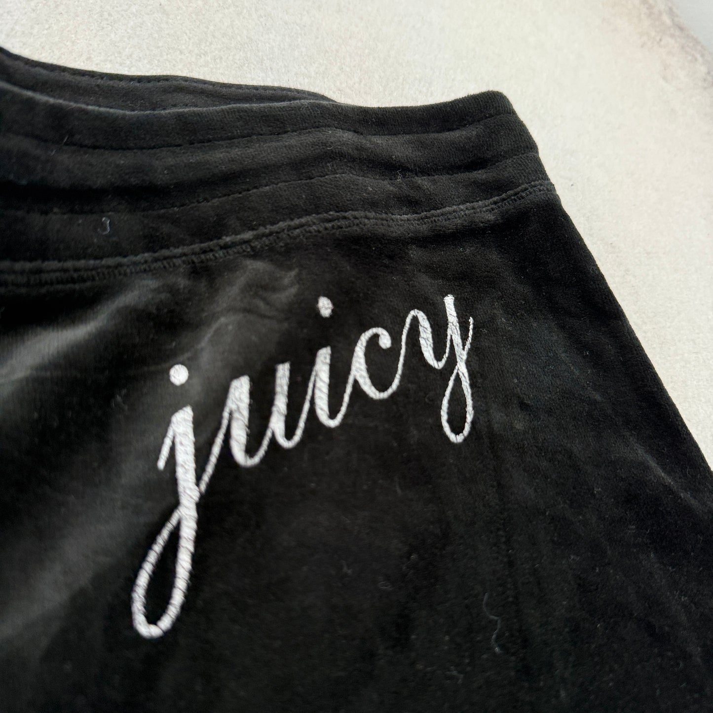 Vintage Juicy Couture Women's Black Velour Tracksuit Set Hoodie & Pants Size L