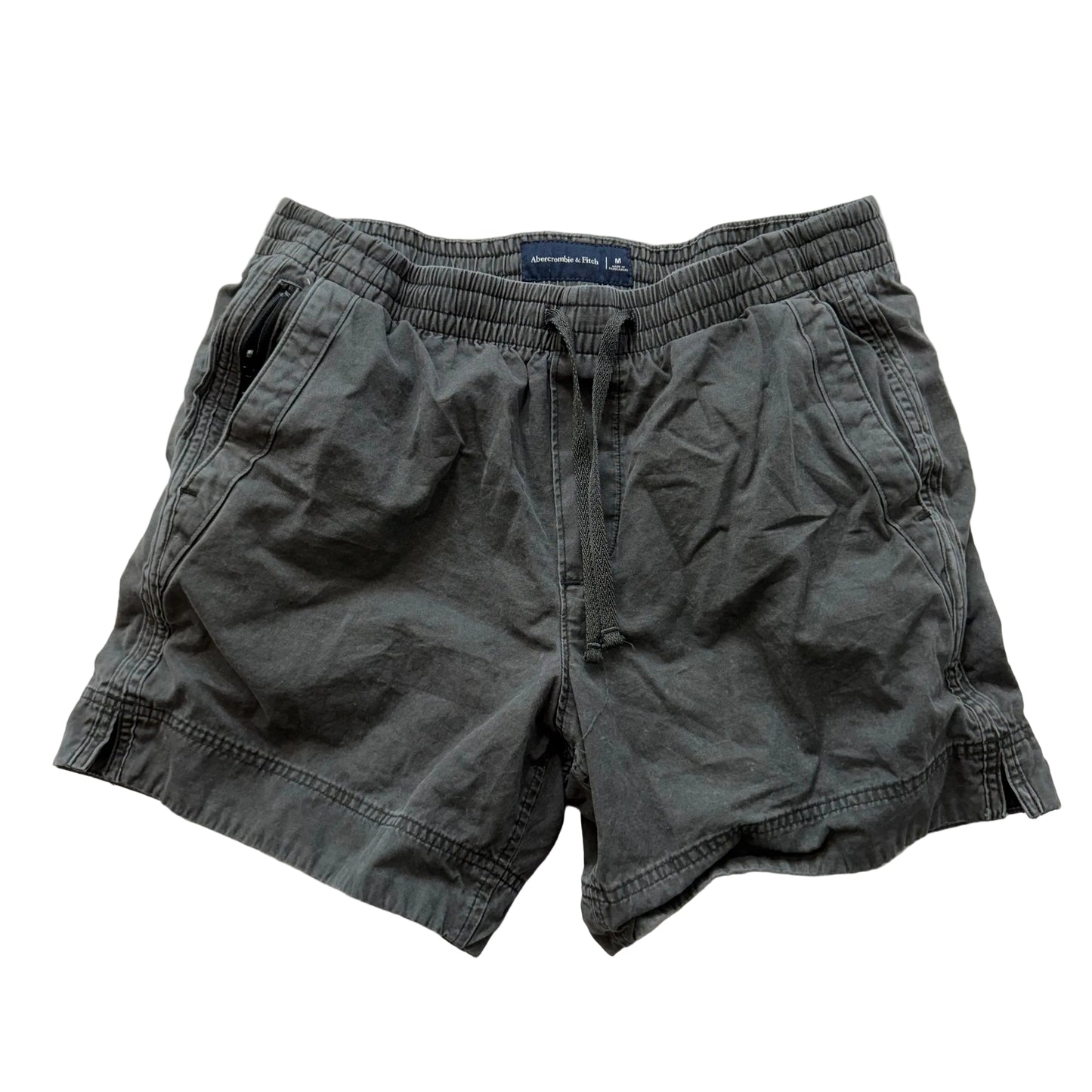 Abercrombie & Fitch Men's Charcoal Gray Cotton Pull On Shorts Zip Pockets Size M