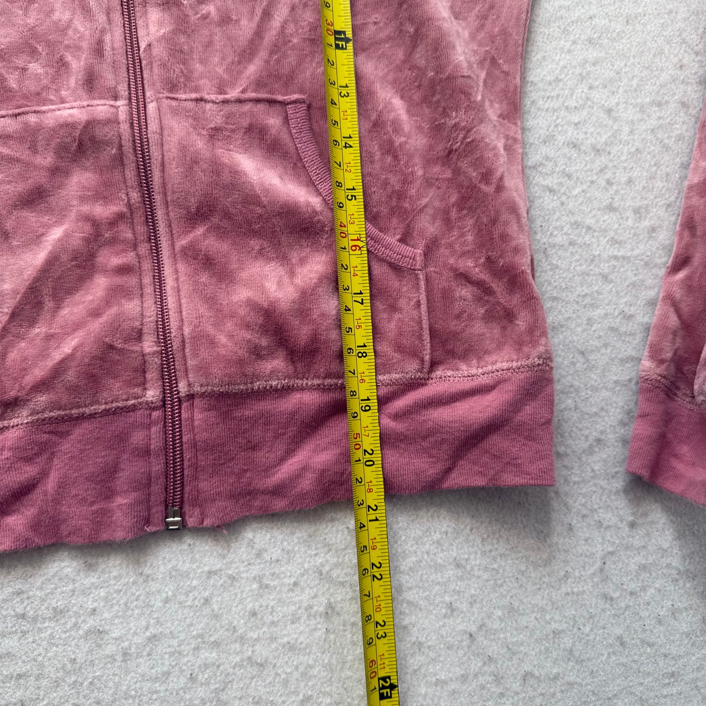 Juicy Couture Scottie Dogs Womens Dusty Pink Velour Zip-Up Hoodie Classic Size M