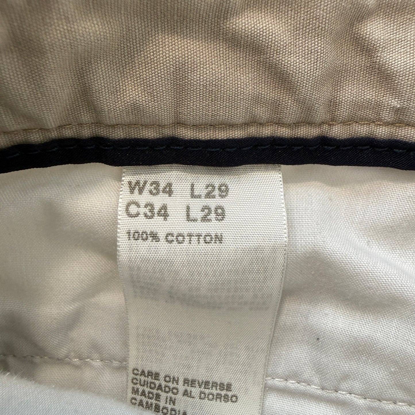 Dockers Men's Tan Straight Leg Cotton Chino Pants Casual Pockets Size W34xL29