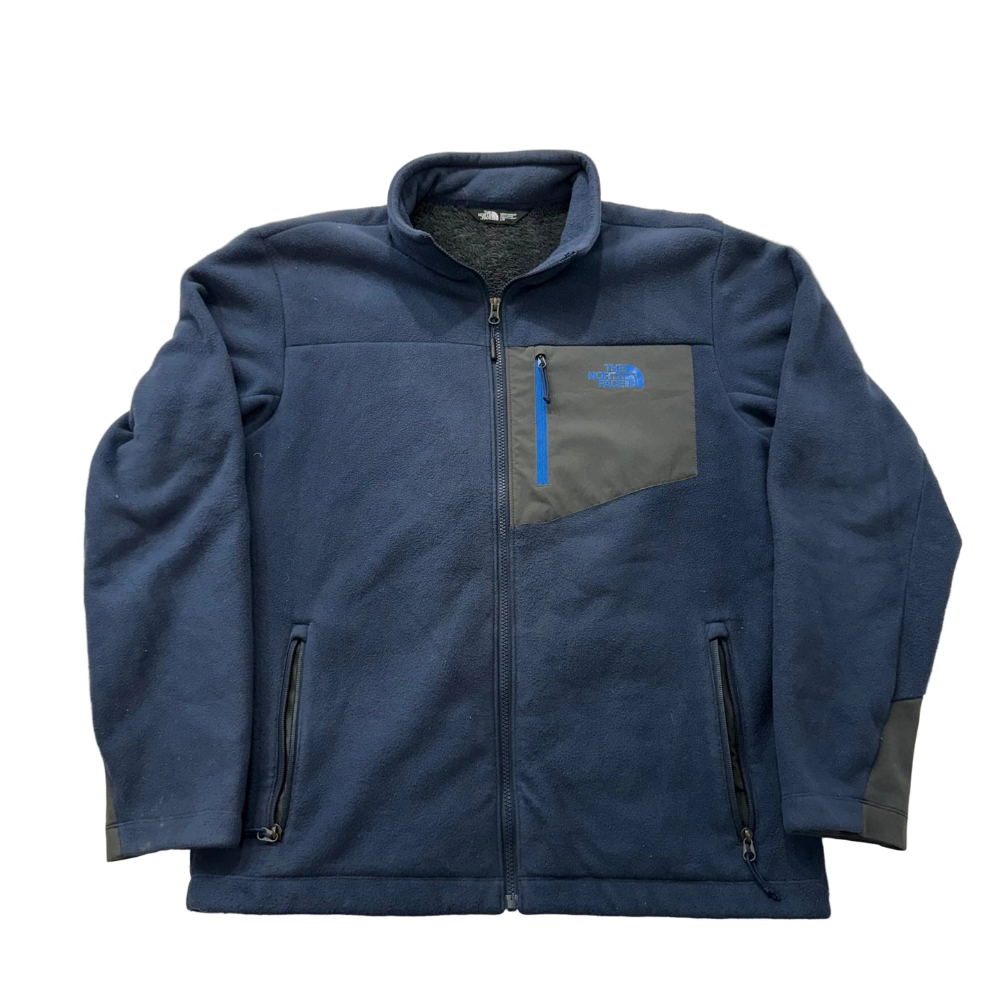 The North Face Navy Blue Full Zip Fleece Jacket Zip Pockets Size L