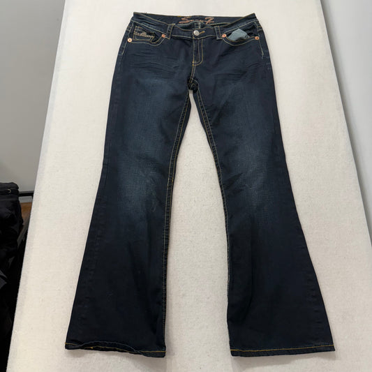 Seven7 Women's Dark Indigo Denim Bootcut Fit Jeans Contrast Stitch Waist 32