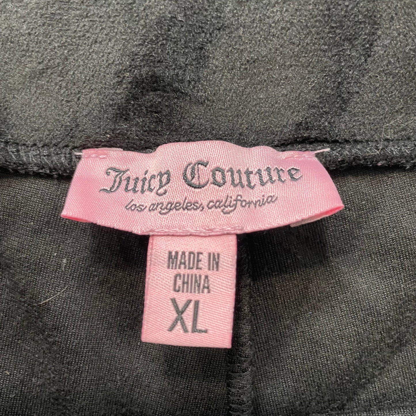 Juicy Couture Women's Black Velour Flared Track Pants Rhinestones Logo Size XL