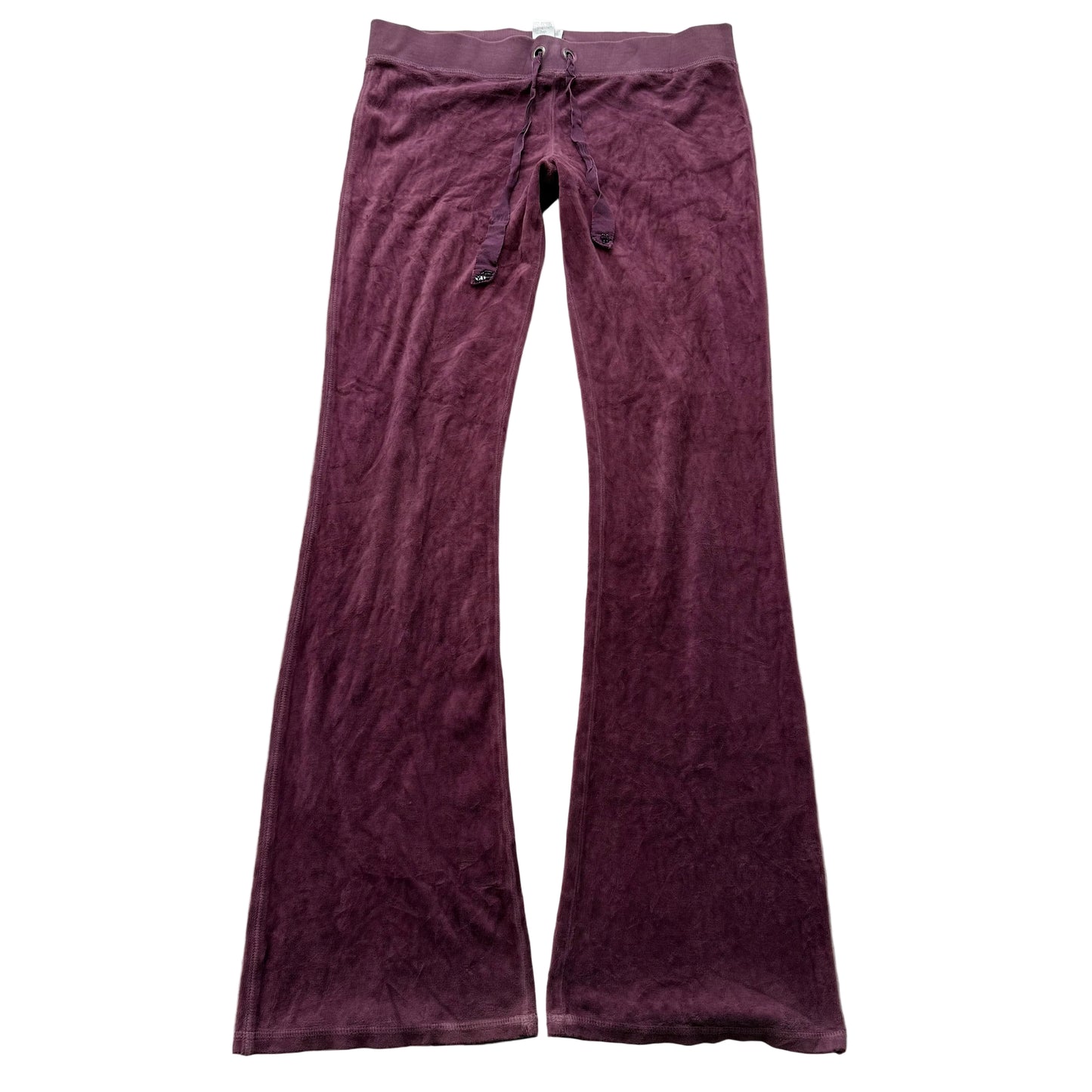 Juicy Couture Women's Plum Velour Flared Track Pant Loungewear Drawstring Size M