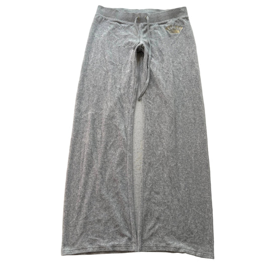 Juicy Couture Women Heather Grey Velour Flared Track Pant Drawstring Logo Size L