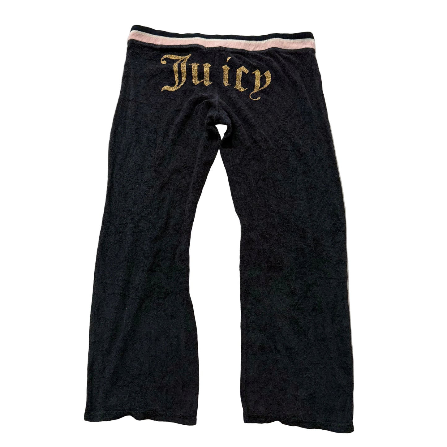 Juicy Couture Women's Black Terrycloth Straight Leg Track Pants Low Rise Size S