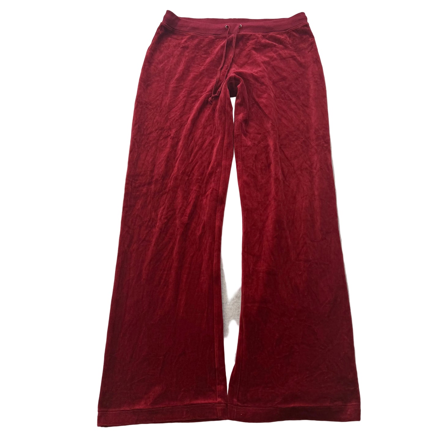 Juicy Couture Women's Wine Red Velour Flared Leg Track Pants Drawstring Size XL
